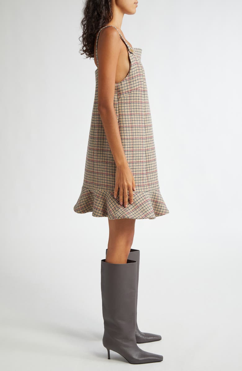 Ganni Check Wool Blend Minidress, Alternate, color, Tigers Eye