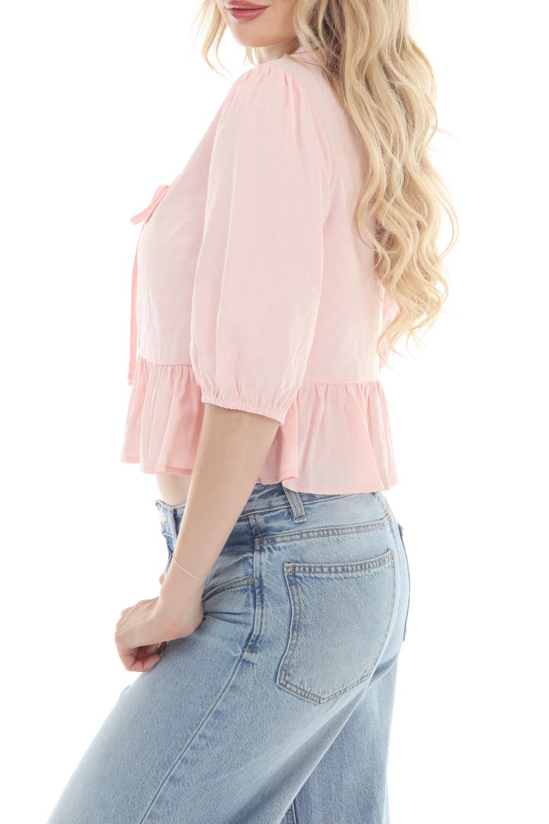 Peter Pan Collar Ruffle Top, Alternate, color, PINK