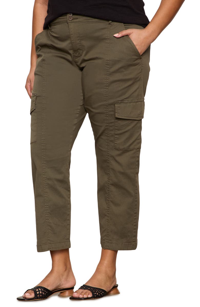 Sanctuary Rebel Crop Straight Leg Cargo Pants, Alternate, color, Fatigue Green