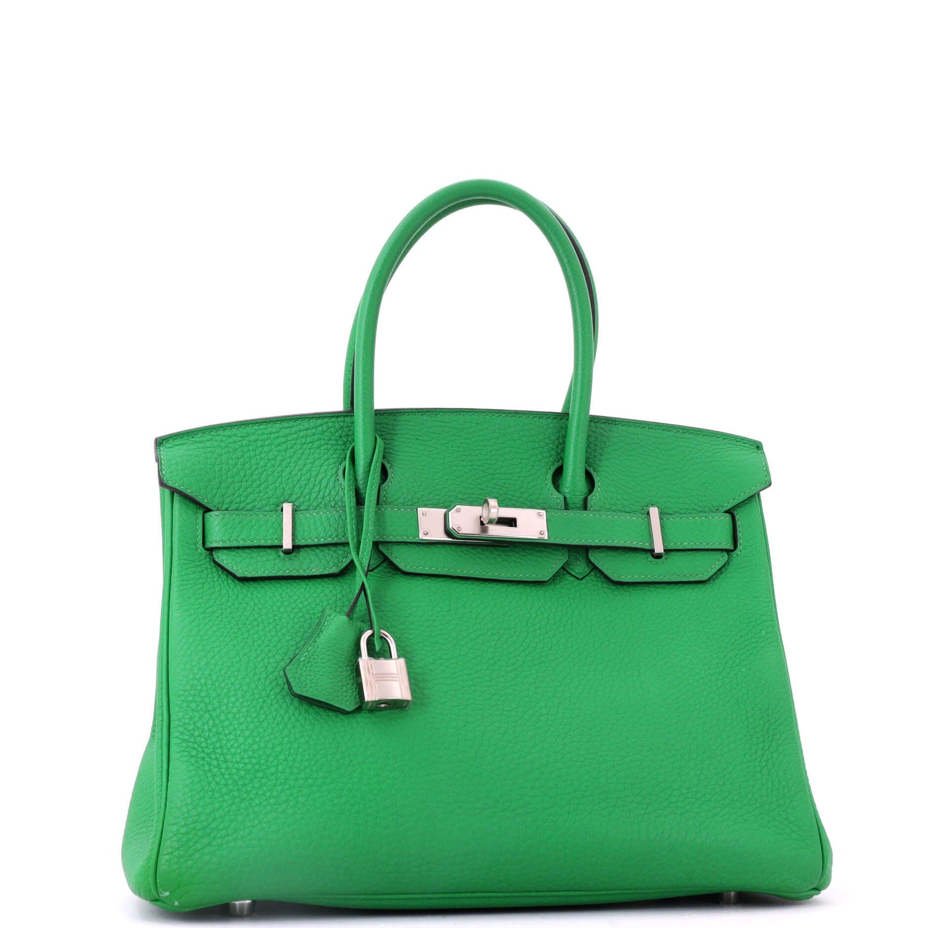 Birkin Handbag Green Clemence with Palladium Hardware 30, Alternate, color, Green