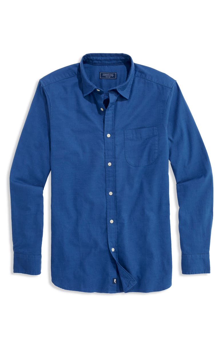 vineyard vines Cisco Solid Island Slub Cotton Button-Up Shirt, Alternate, color, Moonshine