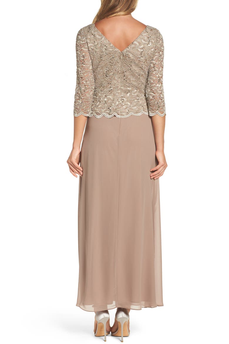 Mock Two-Piece Formal Gown, Alternate, color, CHAMPAGNE