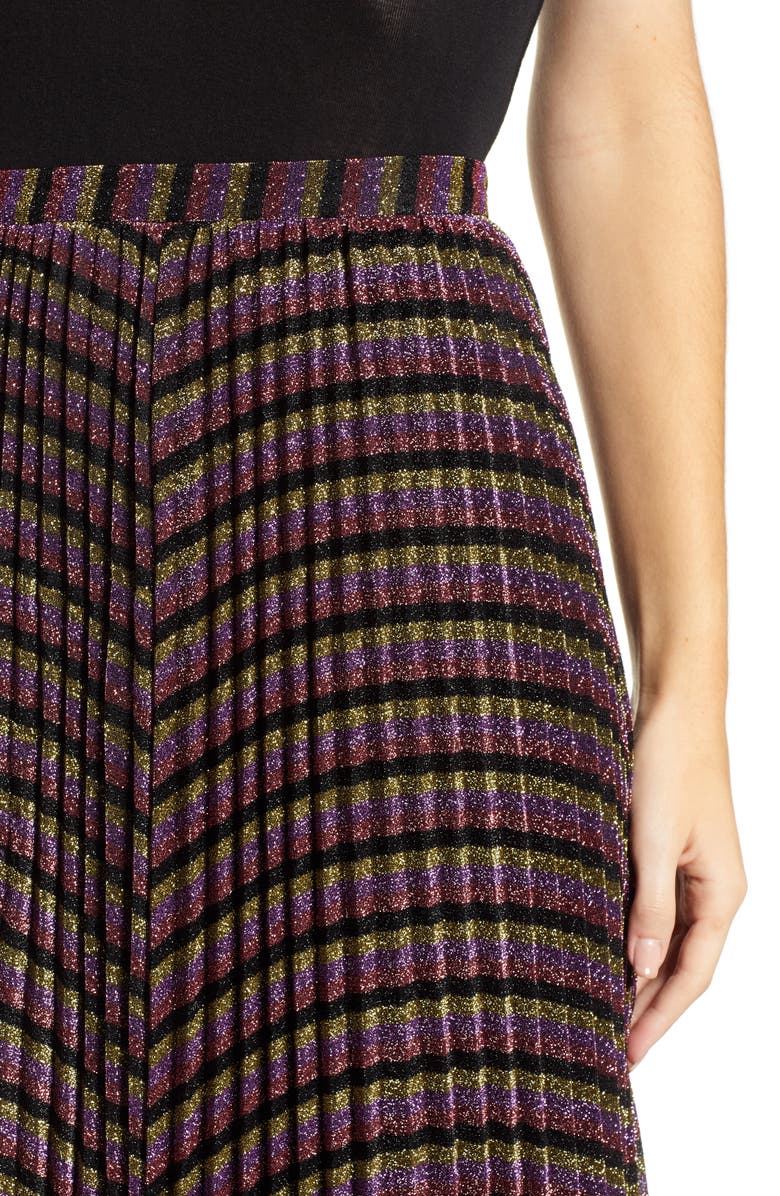 Whistles Sparkle Stripe Pleated Skirt, Alternate, color, 