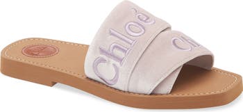 Woody Logo Velvet Slide Sandal