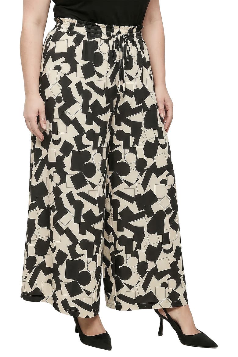 Drawstring Waist Wide Leg Pants, Alternate, color, BLACK ECRU