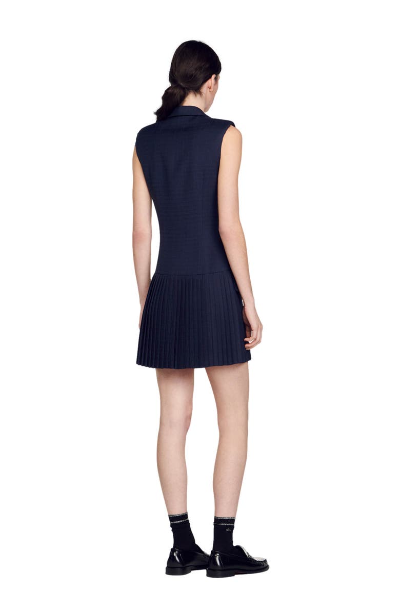 SANDRO Mini pleated suit dress, Alternate, color, Deep Blu