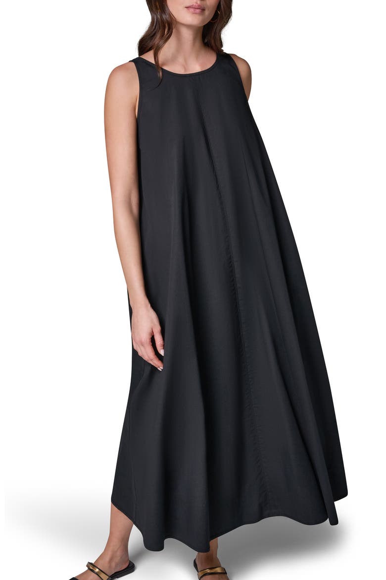 Tie Back Stretch Cotton Maxi Dress, Alternate, color, BLACK
