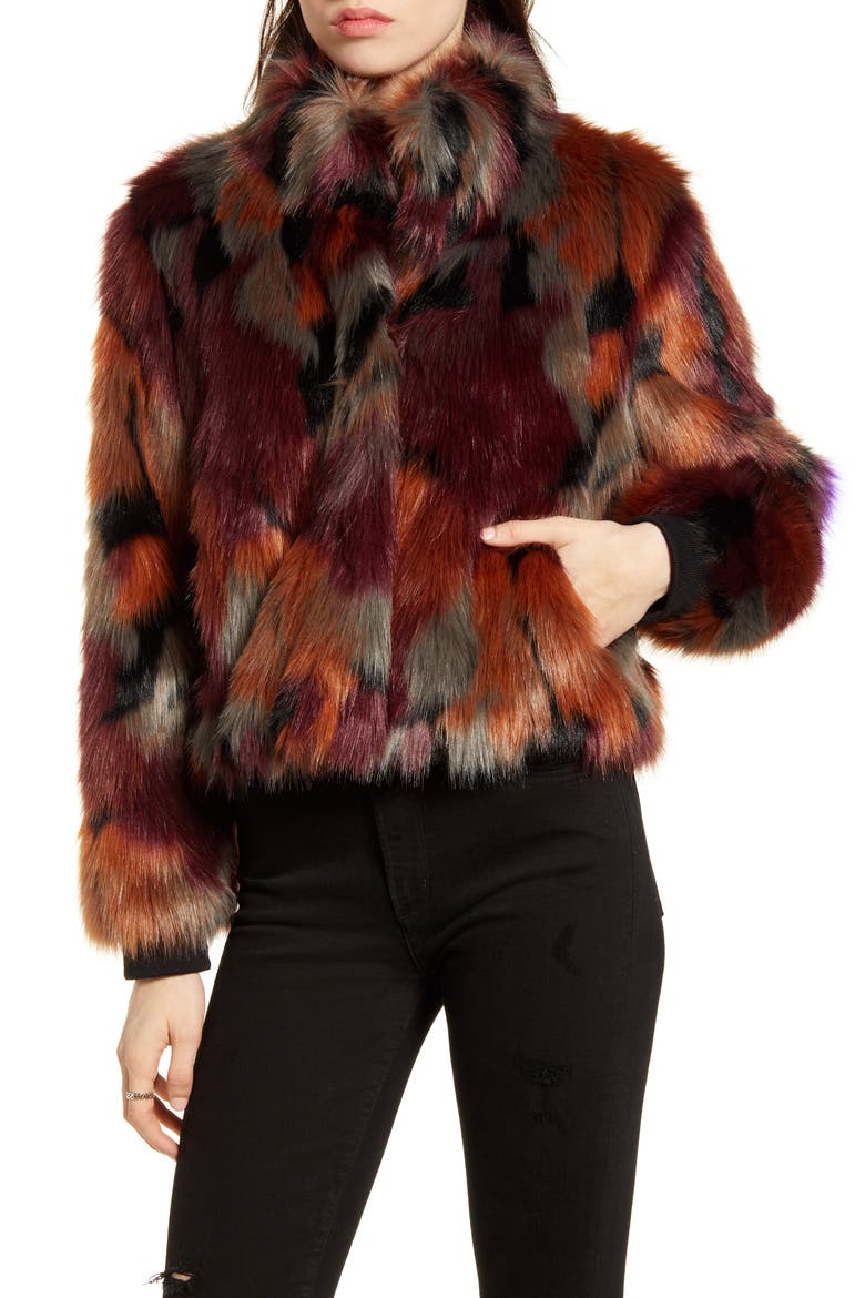 Faux Fur Jacket, Alternate, color, MULTI
