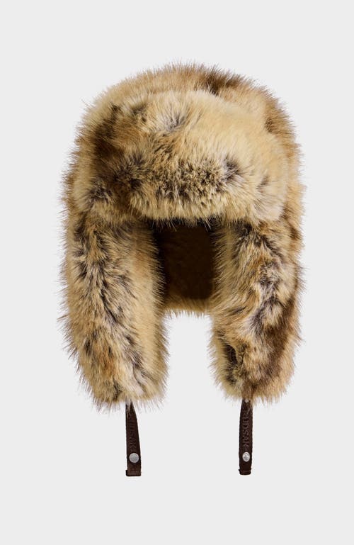 Rudsak Lira Faux Fur Aviator Hat & Mitten Set In Brown