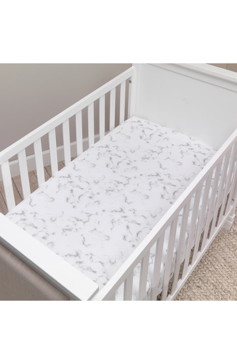 Lambs & Ivy Signature Marble Organic Cotton Fitted Crib Sheet, Alternate, color, Gray