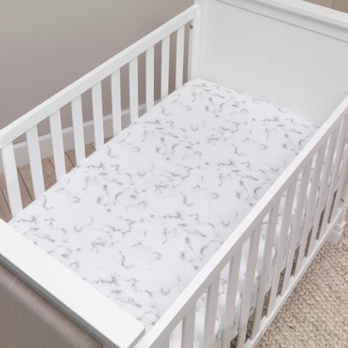 Lambs & Ivy Signature Marble Organic Cotton Fitted Crib Sheet In Gray