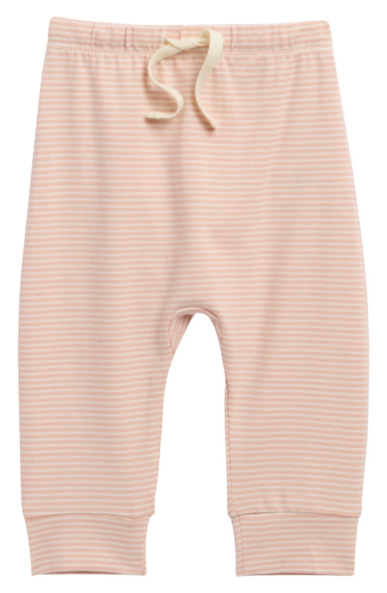 QUINCY MAE Kids' Stripe Organic Cotton Drawstring Pants, Main, color, Melon
