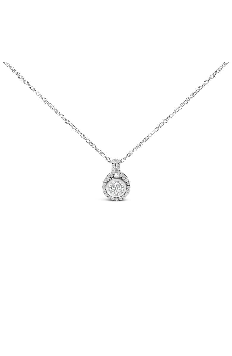 Haus of Brilliance Sterling Silver 3/4 Cttw Lab Grown Diamond Halo Pendant Necklace, Main, color, Silver