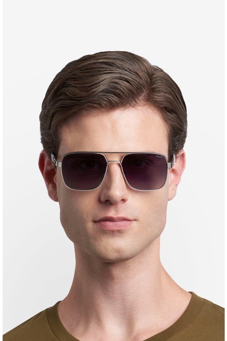 57mm Square Sunglasses, Alternate, color, MATTE RUTHENIUM/ DARK GREY SF