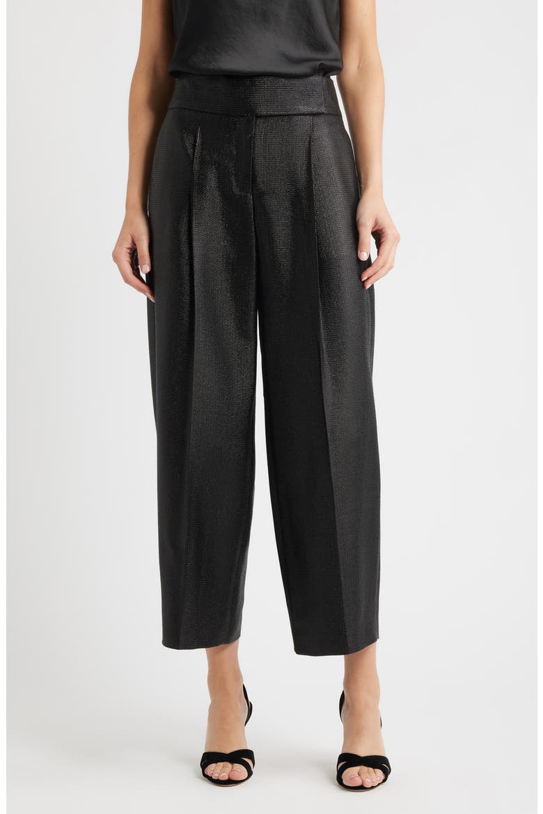 Tacres Metallic Ankle Wide Leg Pants, Main, color, BLACK