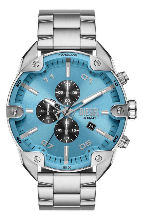 Spiked Blue Chronograph Bracelet Watch, 49mm
