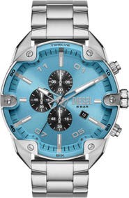 DIESEL® Spiked Blue Chronograph Bracelet Watch, 49mm