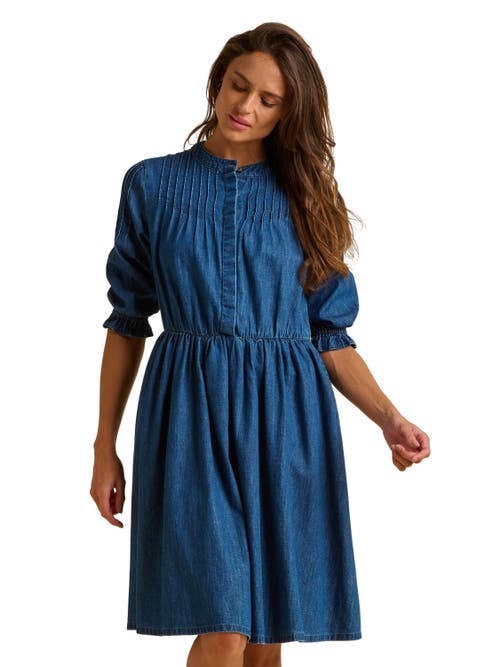 Brakeburn Icylyn 3/4 Sleeve Round Neck Midi Dress In Blue