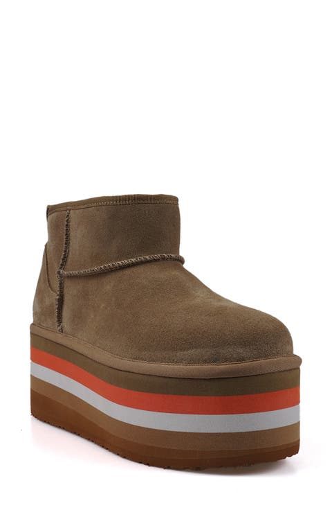 Bliss Faux Shearling Platform Bootie (Women)