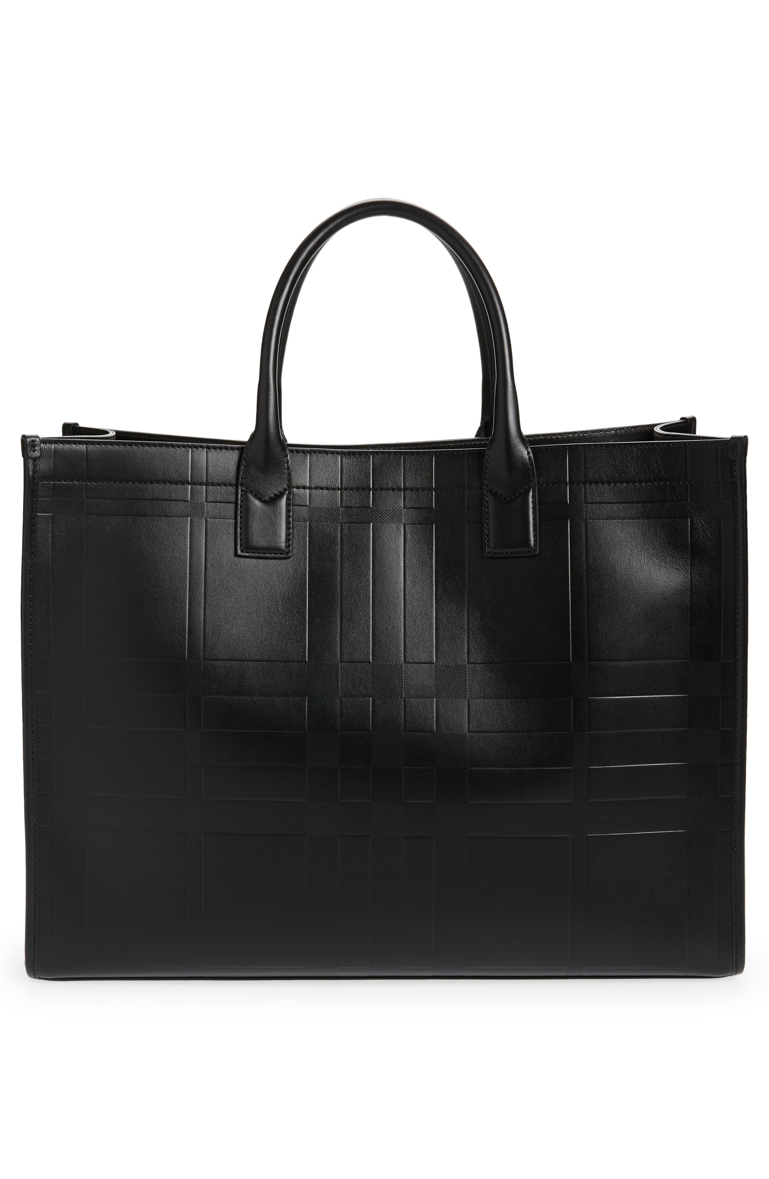Burberry Denny Embossed Check Leather Tote, Alternate, color, 