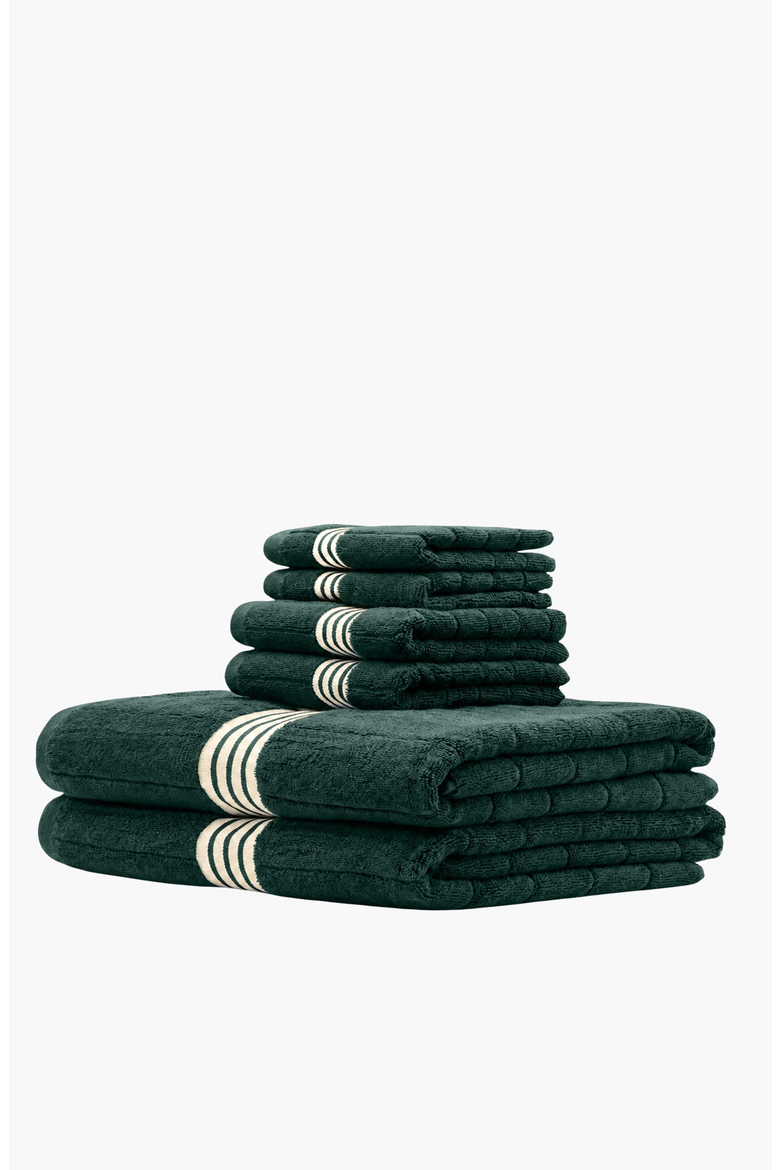 Nautilus 6-Piece Bath Sheet Luxe Set, Alternate, color, Verdant & Ecru