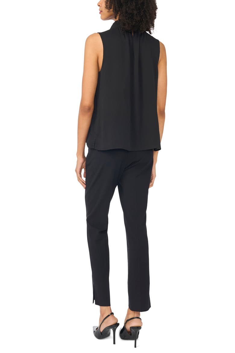 Embroidered Scarf Neck Halter Tank, Alternate, color, RICH BLACK