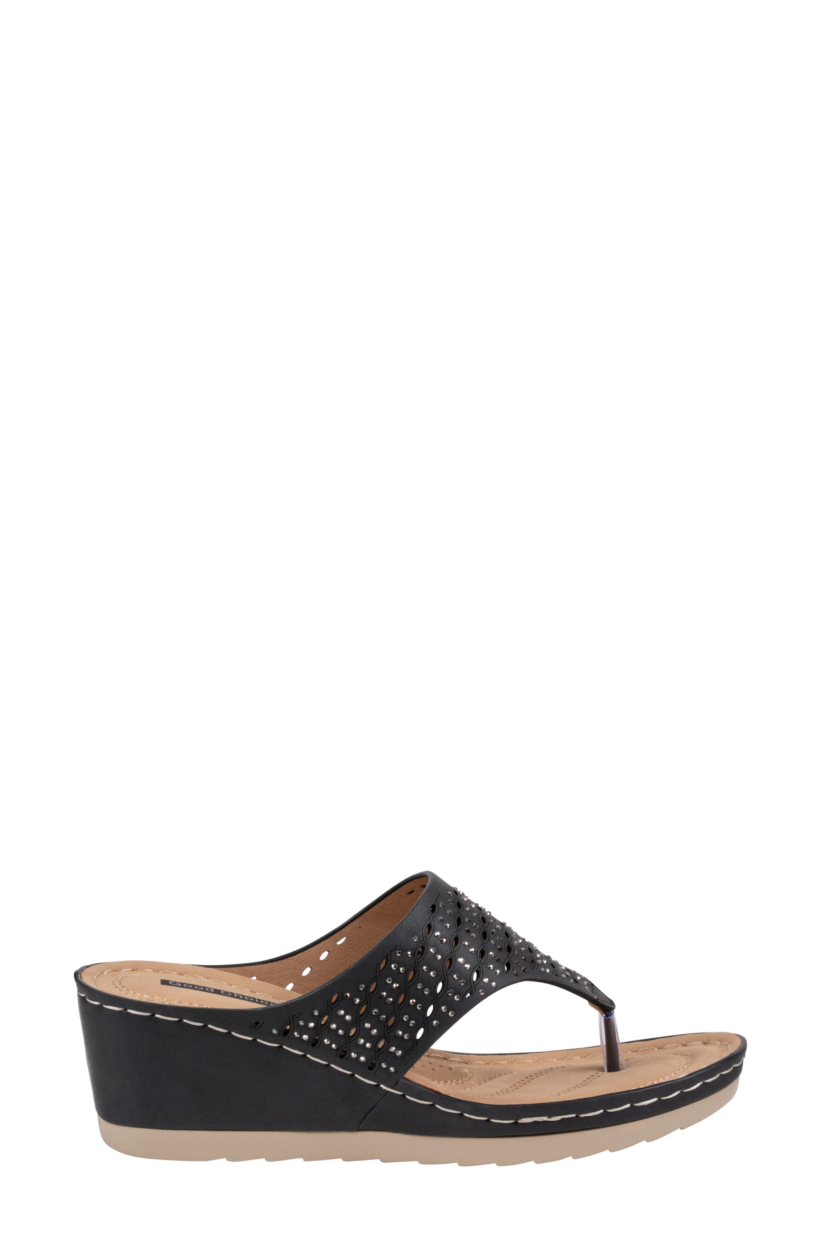 GOOD CHOICE NEW YORK Dannay Wedge Sandal, Alternate, color, Black