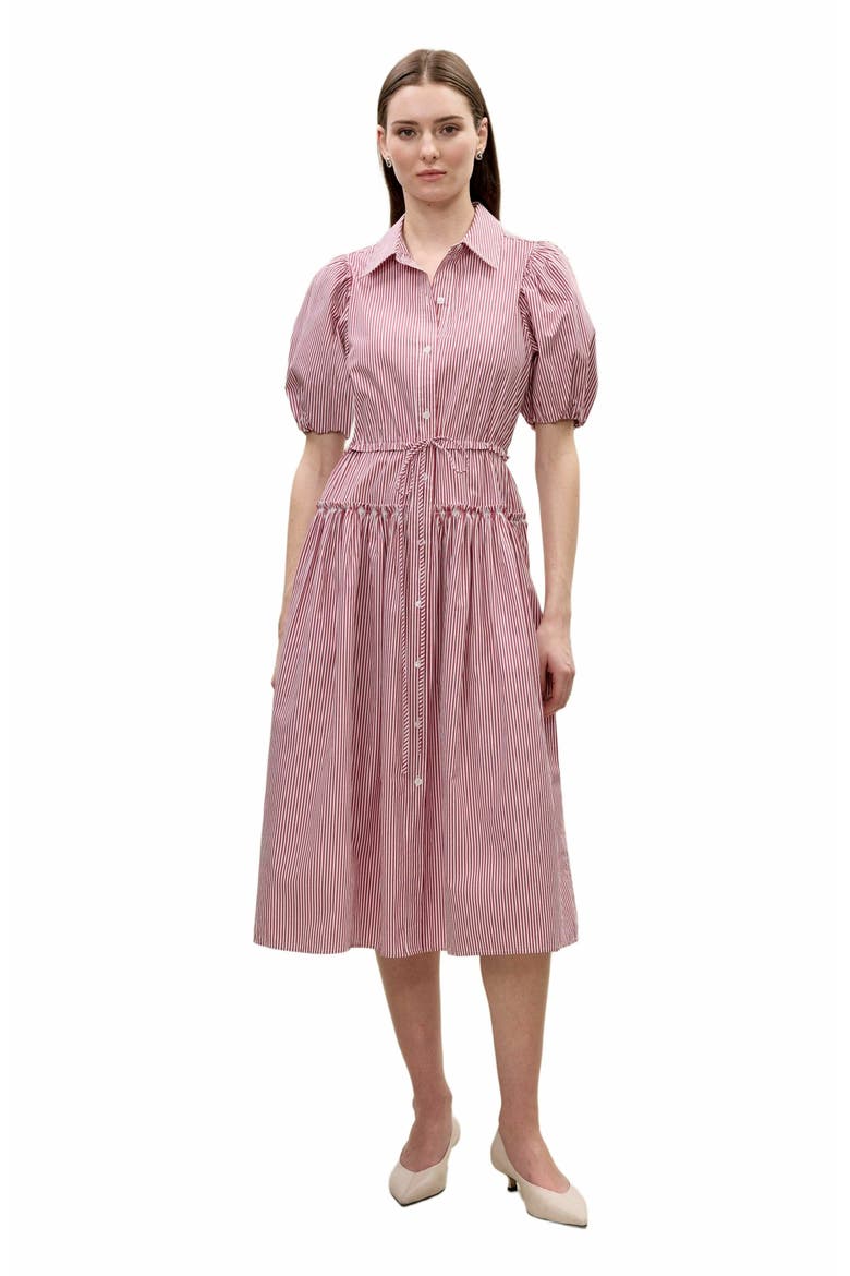 Poplin Shirt Dress, Main, color, RED STRIPE