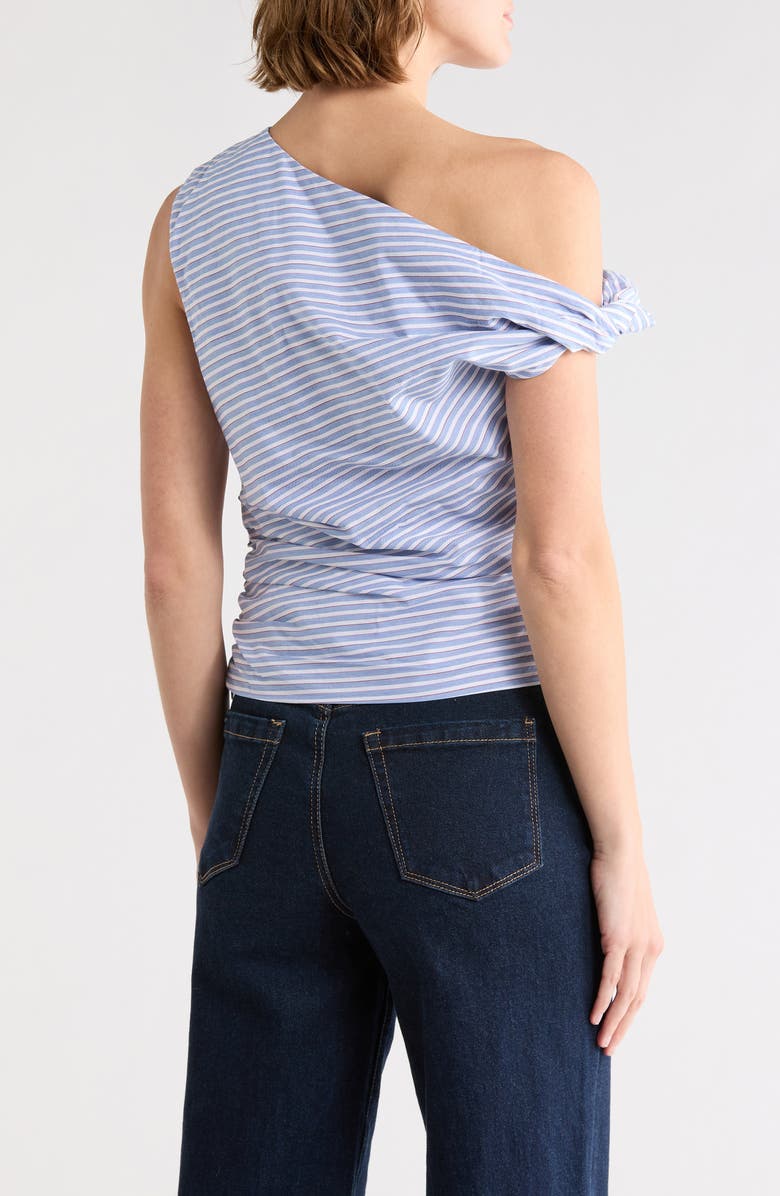 Good American Stripe One-Shoulder Poplin Top, Alternate, color, Vacay Stripe001