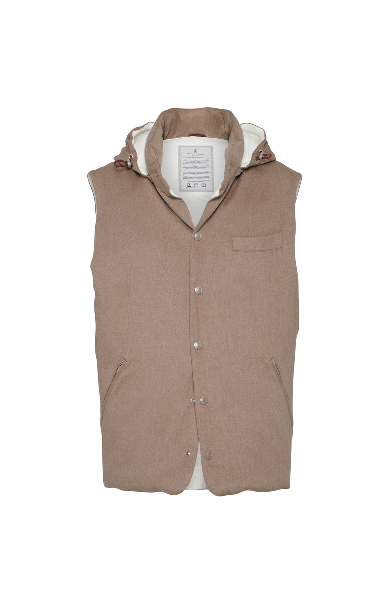 Brunello Cucinelli Flannel down vest, Main, color, Hazelnut