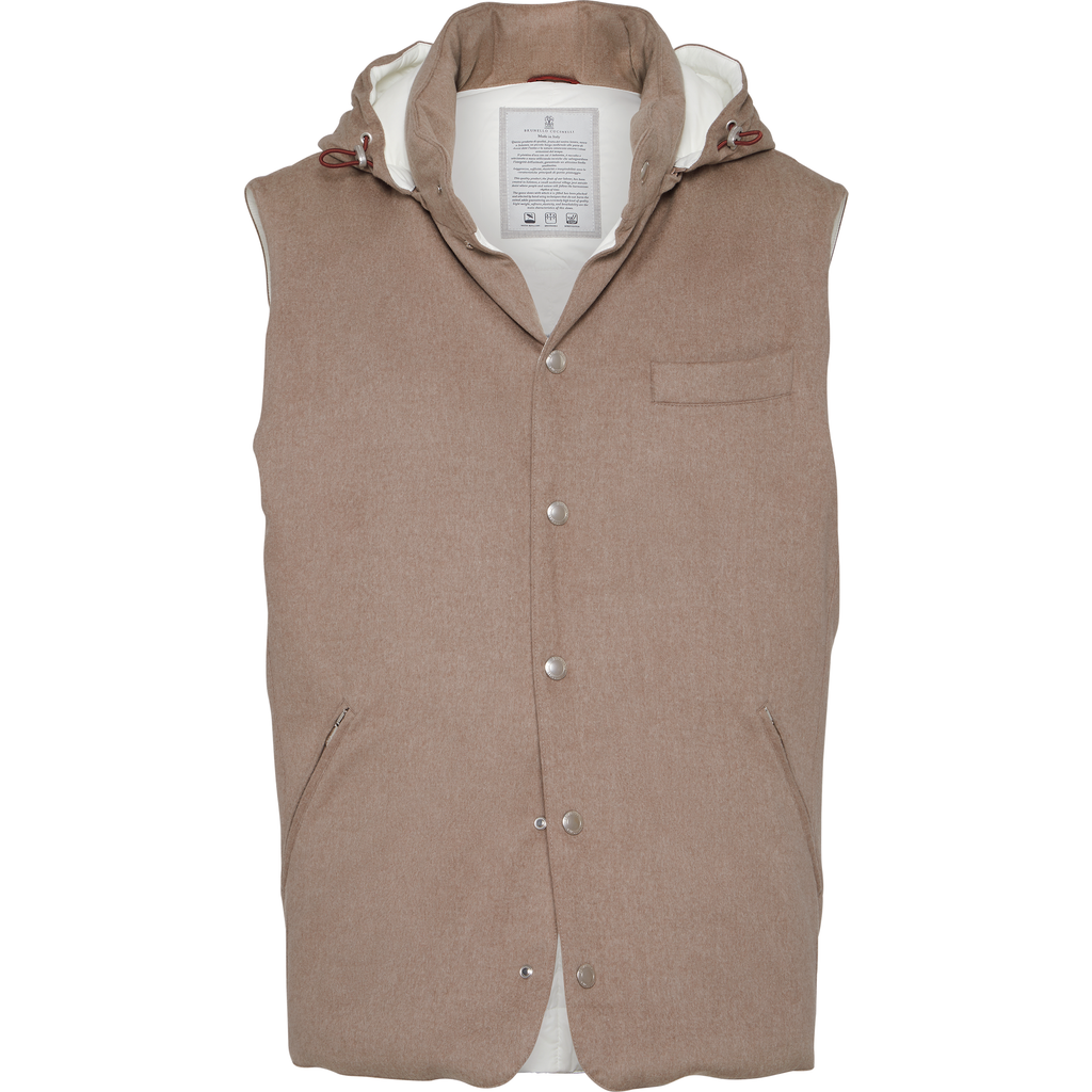 Brunello Cucinelli Wool Down-filled Padded Gilet In Brown