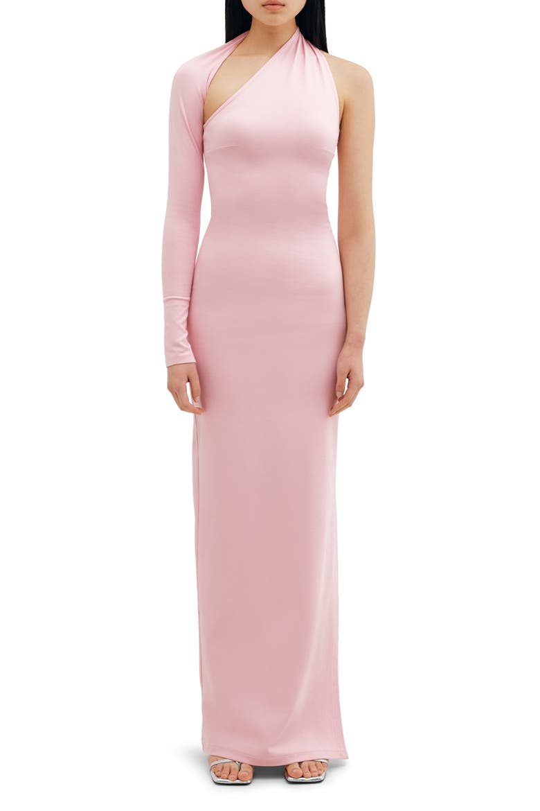Milan One Shoulder Gown, Main, color, BABY PINK