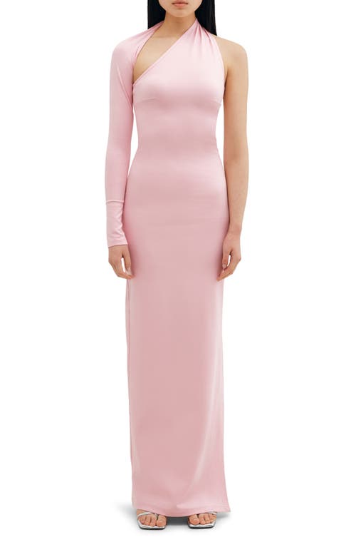 Two Lines By Marcella Milan One Shoulder Gown In Baby Pink