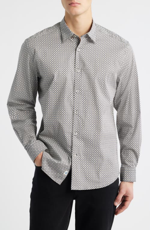 James Campbell Robo Trim Fit Dot Print Stretch Cotton Button-up Shirt In Multi