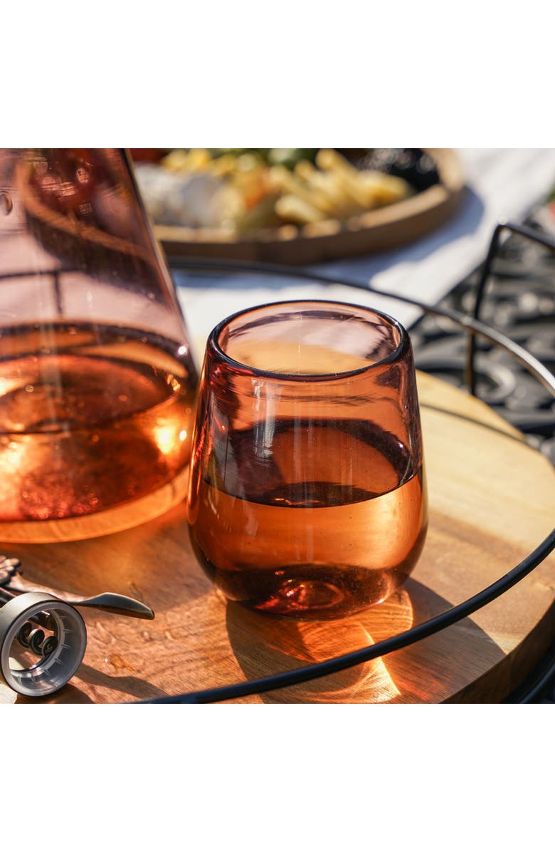 TWINE Segunda Vida Rosado Recycled Stemless Wine Glasses Set of 2, Alternate, color, Pink