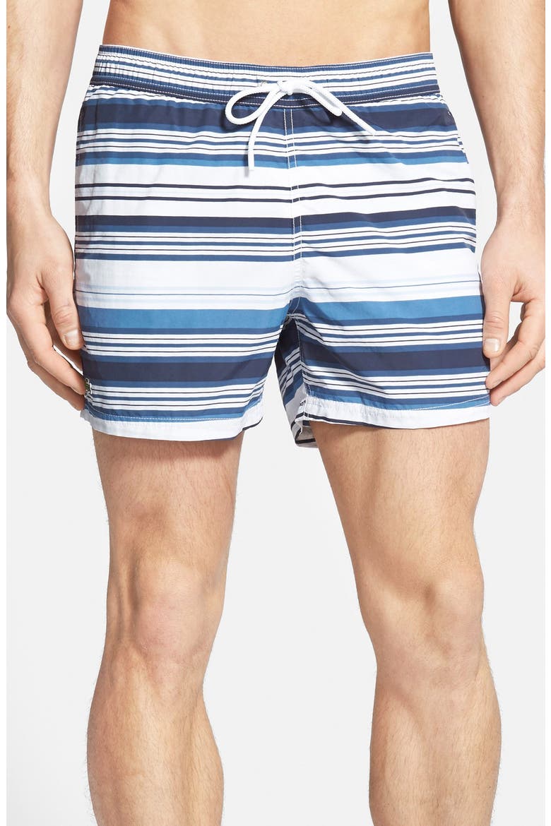 Stripe Poplin Swim Trunks, Main, color, NAVY/ WHITE