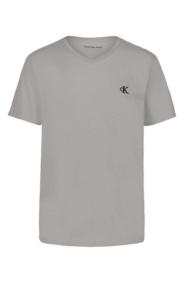 Calvin Klein Kids' Monogram Logo Cotton V-Neck T-Shirt, Main, color, Drizzle