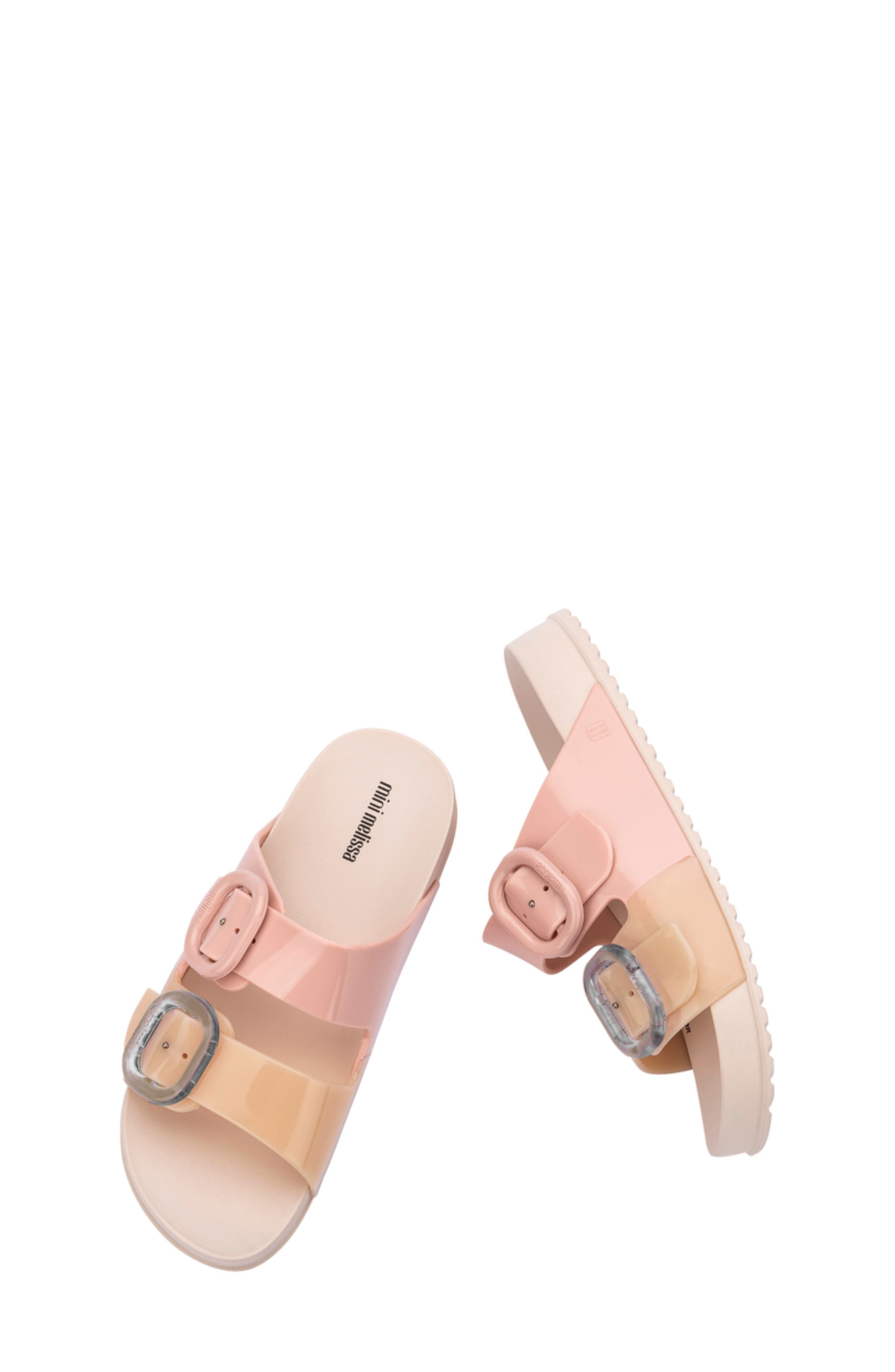Mini Melissa Kids' Mini Cozy Slide Sandal, Alternate, color, Pink/Beige