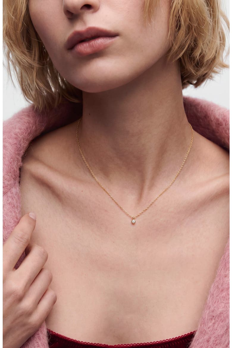 Round Cut Diamond Pendant Necklace, Alternate, color, GOLD