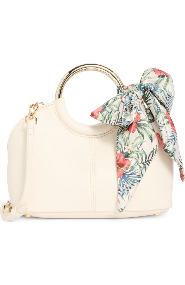 Steve Madden Gwenie Faux Leather Handbag With Scarf, Main, color, Vanilla