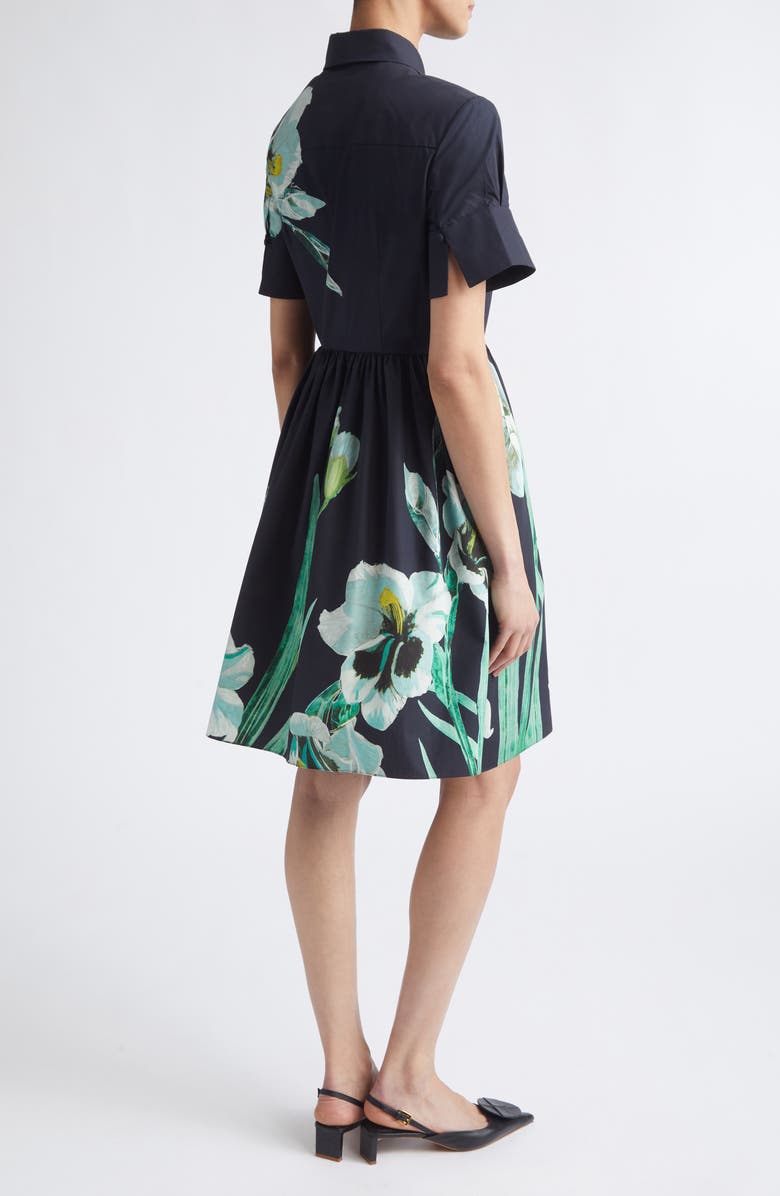 Erdem Floral Print Cotton Shirtdress, Alternate, color, Mirrored Orchid Navy