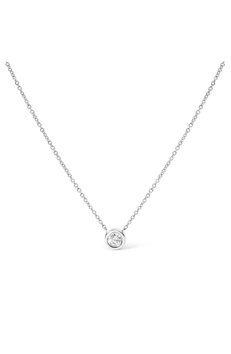 Haus of Brilliance 10K Gold 1/5 Cttw Diamond Bezel-Set Solitaire Pendant Necklace, Main, color, White