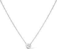 Haus of Brilliance 14K White Gold 1/2 Cttw Lab Grown Diamond Modern Bezel-Set Solitaire 16"-18" Pendant Necklace