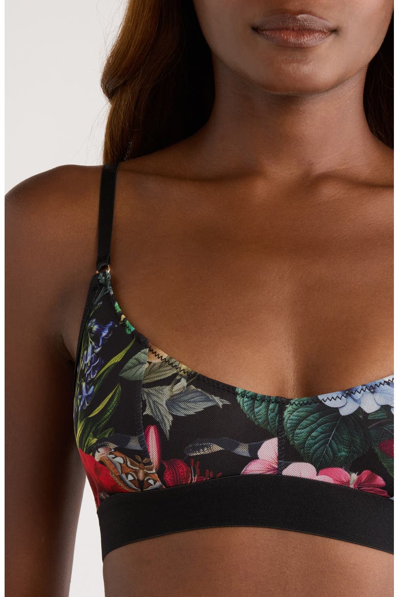 Floral Print Mesh Scoop Bralette, Alternate, color, GARDEN OF EDEN