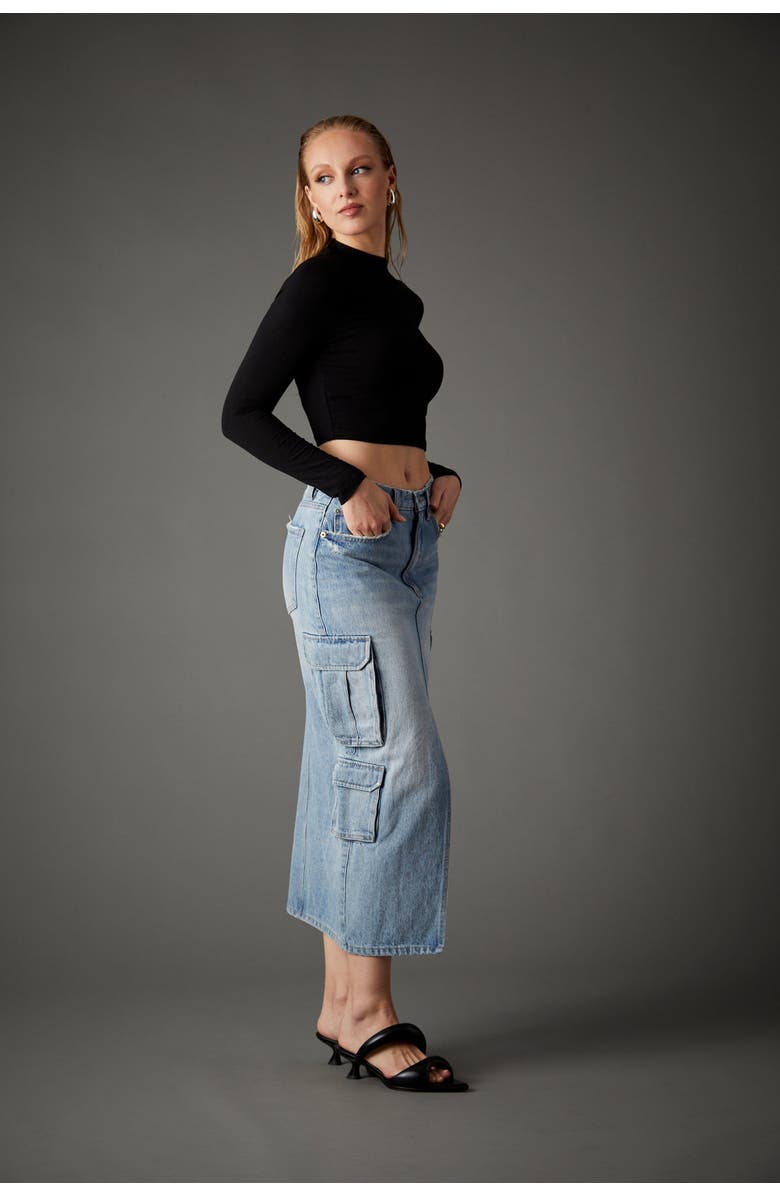 BLUE REVIVAL Major General Midi Skirt, Alternate, color, Crete