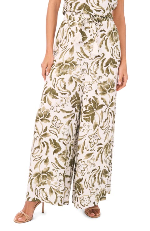 Floral Wide Leg Drawstring Pants