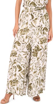 Vince Camuto Floral Wide Leg Drawstring Pants