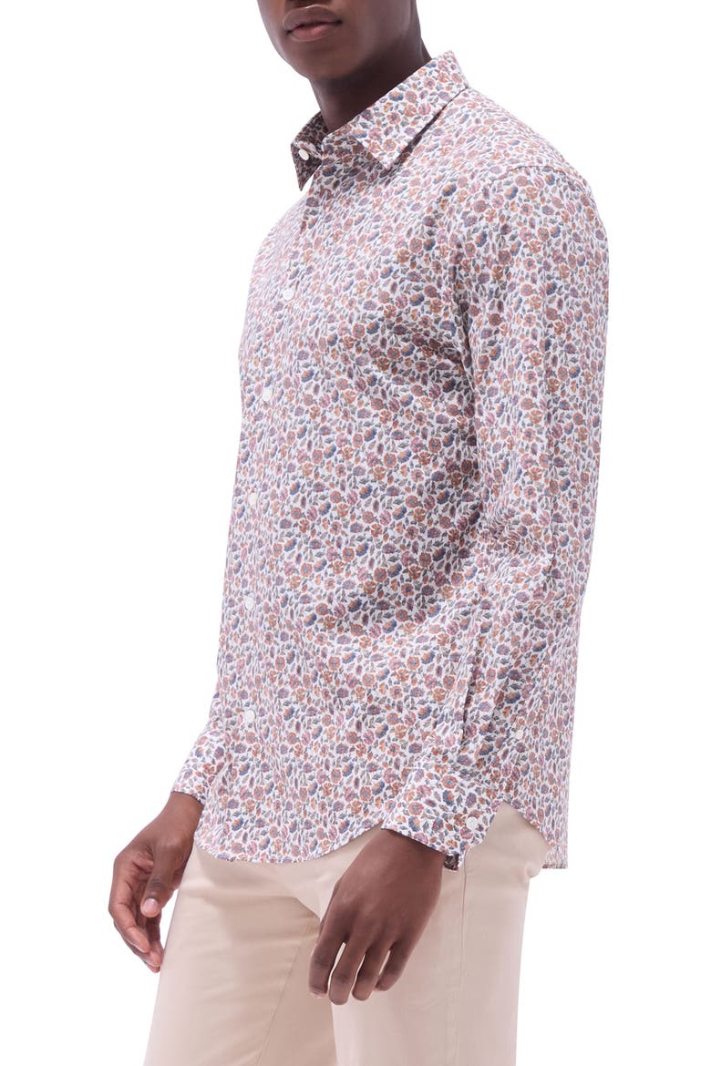 Julian Shaped Fit Floral Stretch Cotton Button-Up Shirt, Alternate, color, JAFFA