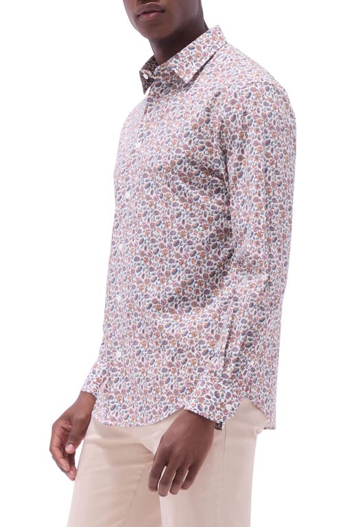 Bugatchi Julian Shaped Fit Floral Stretch Cotton Button-up Shirt In Jaffa