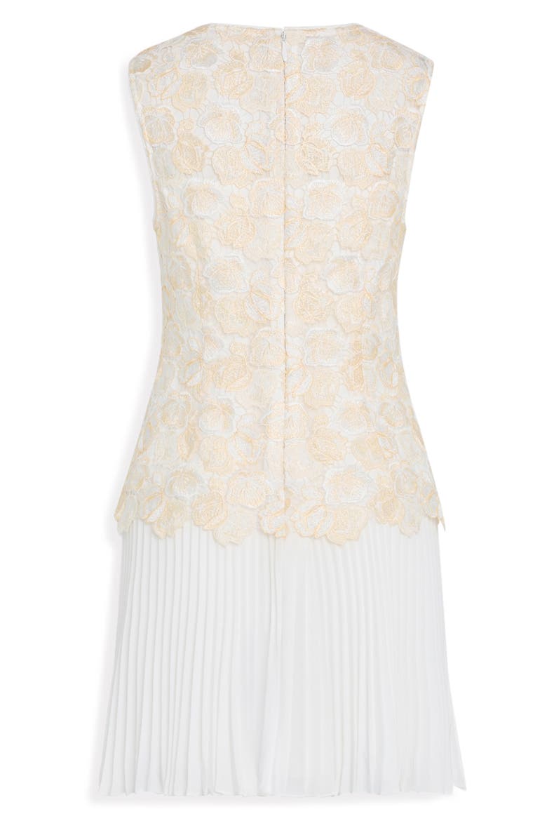 Maggie Embroidered Pleated Sleeveless Minidress, Alternate, color, ECRU